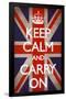 Keep Calm and Carry On (Motivational, Union Jack Flag)-null-Framed Poster