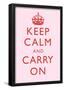 Keep Calm and Carry On Motivational Very Light Pink Art Print Poster-null-Framed Poster