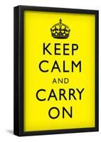 Keep Calm and Carry On (Motivational, Yellow, Black Text) Art Poster Print-null-Framed Poster