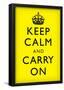 Keep Calm and Carry On (Motivational, Yellow, Black Text) Art Poster Print-null-Framed Poster