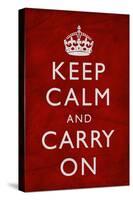 Keep Calm and Carry On, Textured Red-null-Stretched Canvas