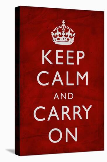 Keep Calm and Carry On, Textured Red-null-Stretched Canvas