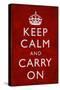 Keep Calm and Carry On, Textured Red-null-Stretched Canvas