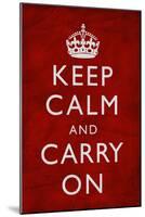 Keep Calm and Carry On, Textured Red-null-Mounted Poster