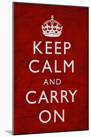 Keep Calm and Carry On, Textured Red-null-Mounted Poster