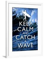 Keep Calm and Catch a Wave Surfing Poster-null-Framed Poster