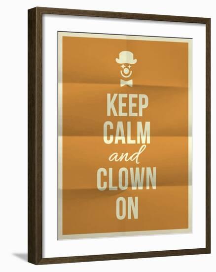 Keep Calm and Clown on Quote on Folded in Four Paper Texture-ONiONAstudio-Framed Art Print