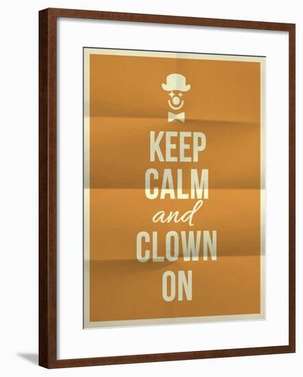 Keep Calm and Clown on Quote on Folded in Four Paper Texture-ONiONAstudio-Framed Art Print