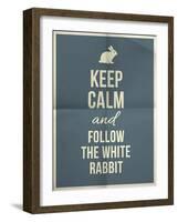 Keep Calm and Fallow the White Rabbit Quote on Folded in Four Paper Texture-ONiONAstudio-Framed Art Print