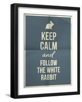 Keep Calm and Fallow the White Rabbit Quote on Folded in Four Paper Texture-ONiONAstudio-Framed Art Print