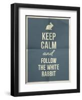 Keep Calm and Fallow the White Rabbit Quote on Folded in Four Paper Texture-ONiONAstudio-Framed Art Print