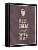 Keep Calm and Grow A Beard Quote on Crumpled Paper Texture-ONiONAstudio-Framed Stretched Canvas