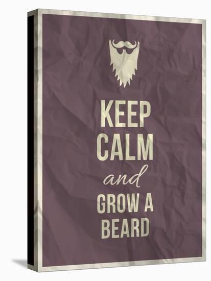 Keep Calm and Grow A Beard Quote on Crumpled Paper Texture-ONiONAstudio-Stretched Canvas