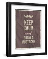 Keep Calm and Grow A Mustache Quote-ONiONAstudio-Framed Art Print