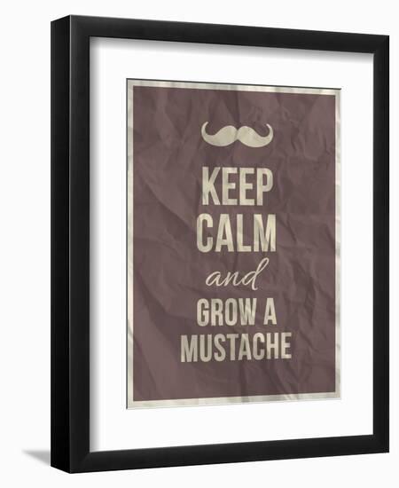 Keep Calm and Grow A Mustache Quote-ONiONAstudio-Framed Art Print