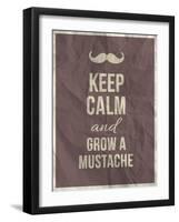 Keep Calm and Grow A Mustache Quote-ONiONAstudio-Framed Art Print