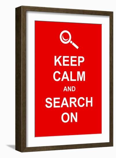 Keep Calm and Search On-prawny-Framed Art Print