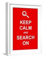 Keep Calm and Search On-prawny-Framed Art Print