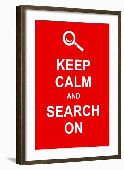 Keep Calm and Search On-prawny-Framed Art Print