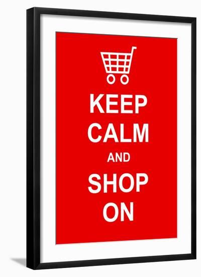 Keep Calm and Shop On-prawny-Framed Art Print