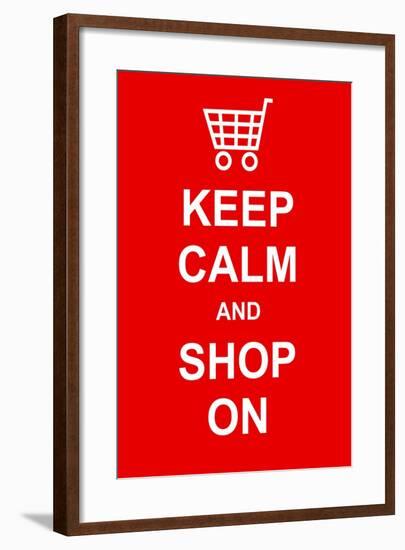 Keep Calm and Shop On-prawny-Framed Art Print