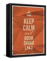 Keep Calm Boom Shaka Laka Quote on Crumpled Paper Texture-ONiONAstudio-Framed Stretched Canvas