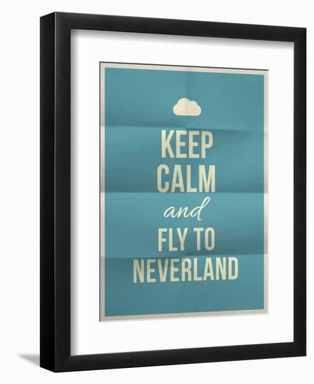 Keep Calm Fly to Neverland Quote on Folded in Eight Paper Texture-ONiONAstudio-Framed Art Print