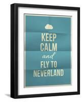 Keep Calm Fly to Neverland Quote on Folded in Eight Paper Texture-ONiONAstudio-Framed Art Print