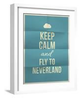 Keep Calm Fly to Neverland Quote on Folded in Eight Paper Texture-ONiONAstudio-Framed Art Print