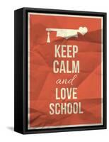 Keep Calm Love School Design Quote with Graduation Hat Hearth-ONiONAstudio-Framed Stretched Canvas