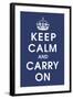 Keep Calm (navy)-Vintage Reproduction-Framed Art Print