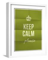 Keep Calm Please Quote on Folded in Eight Paper Texture-ONiONAstudio-Framed Art Print