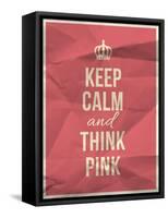 Keep Calm Think Pink Quote on Crumpled Paper Texture-ONiONAstudio-Framed Stretched Canvas
