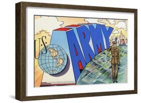 Keep 'Em Flying, WWII Promotional Postcard, Soldier Saluting-Lantern Press-Framed Art Print