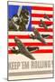 Keep Em Rolling Planes WWII War Propaganda Art Print Poster-null-Mounted Poster