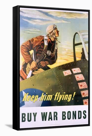 Keep Him Flying! Buy War Bonds Poster-Georges Schrieber-Framed Stretched Canvas