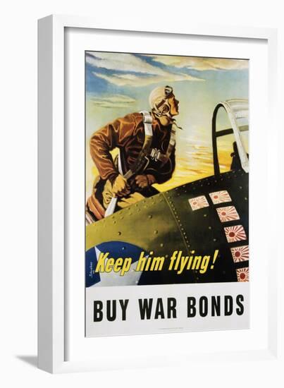 Keep Him Flying! Buy War Bonds Poster-Georges Schrieber-Framed Giclee Print