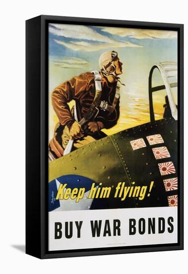 Keep Him Flying! Buy War Bonds Poster-Georges Schrieber-Framed Stretched Canvas