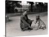 Keeper Leslie Martin Flewin with Peter, a Tame Wolf-Frederick William Bond-Stretched Canvas