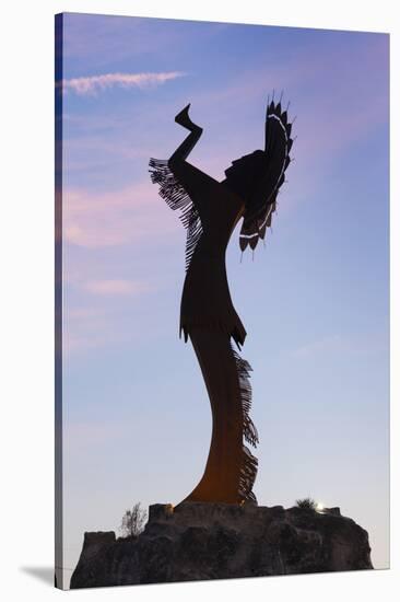 Keeper of the Plains Statue, Wichita, Kansas, USA-Walter Bibikow-Stretched Canvas