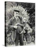 Keeper Z. Rodwell Holding Young Orangutan at London Zoo, October 1913-Frederick William Bond-Stretched Canvas