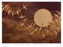 Cranes Over Moon-Keiichi Nishimura-Mounted Art Print