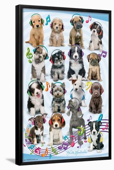 Keith Kimberlin - Puppies - Headphones-Trends International-Framed Poster