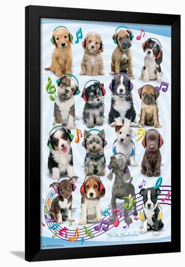 Keith Kimberlin - Puppies - Headphones-Trends International-Framed Poster