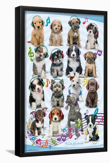Keith Kimberlin - Puppies - Headphones-Trends International-Framed Poster