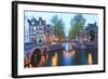 Keizersgracht and Leidsegracht Canals at Dusk, Amsterdam, Netherlands, Europe-Amanda Hall-Framed Photographic Print