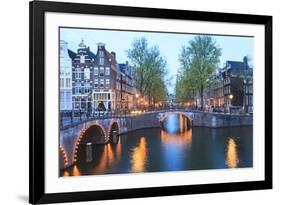 Keizersgracht and Leidsegracht Canals at Dusk, Amsterdam, Netherlands, Europe-Amanda Hall-Framed Photographic Print