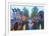 Keizersgracht and Leidsegracht Canals at Dusk, Amsterdam, Netherlands, Europe-Amanda Hall-Framed Photographic Print