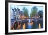 Keizersgracht and Leidsegracht Canals at Dusk, Amsterdam, Netherlands, Europe-Amanda Hall-Framed Photographic Print