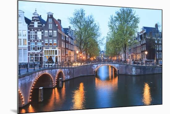 Keizersgracht and Leidsegracht Canals at Dusk, Amsterdam, Netherlands, Europe-Amanda Hall-Mounted Photographic Print